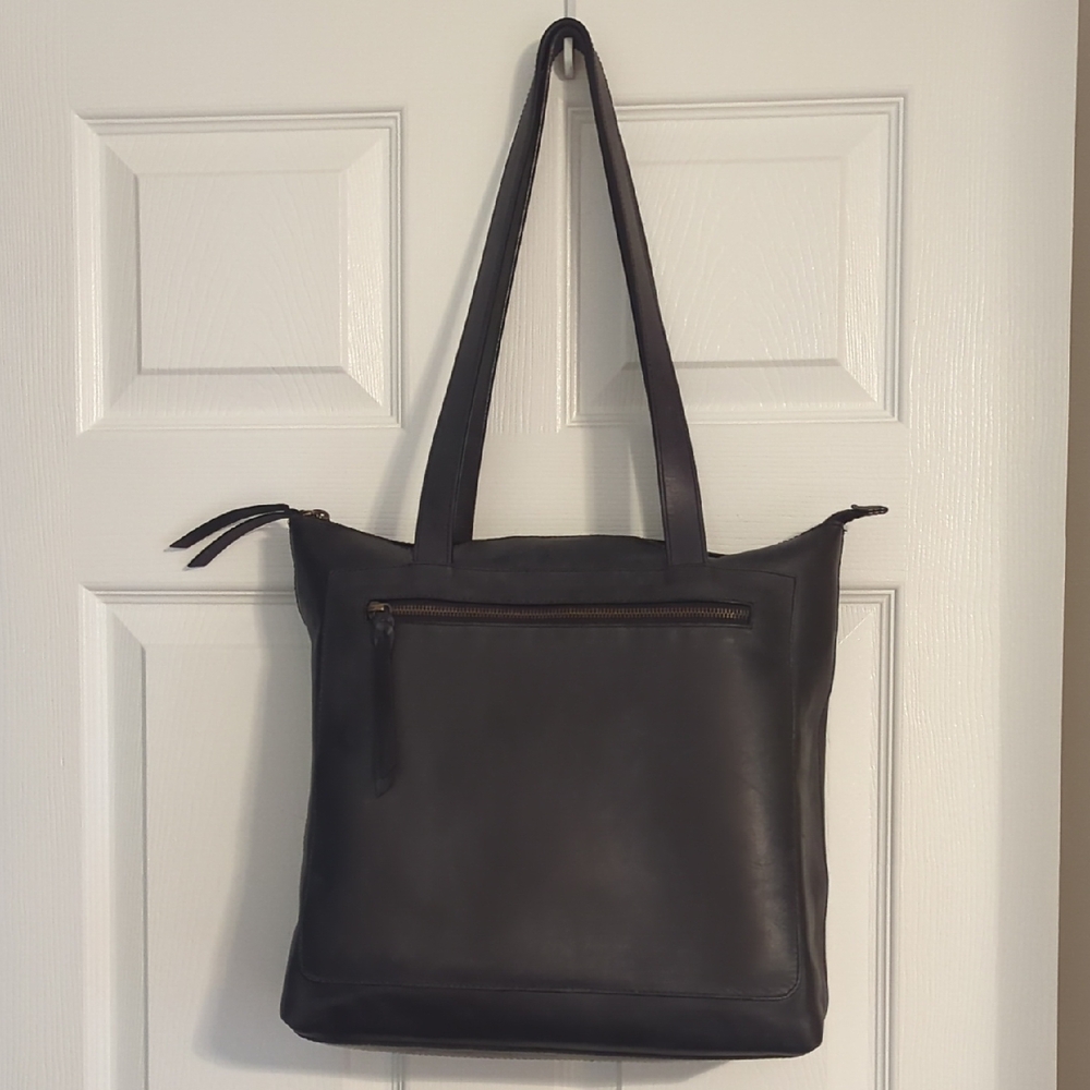 Able Black Soft Leather Tote Bag